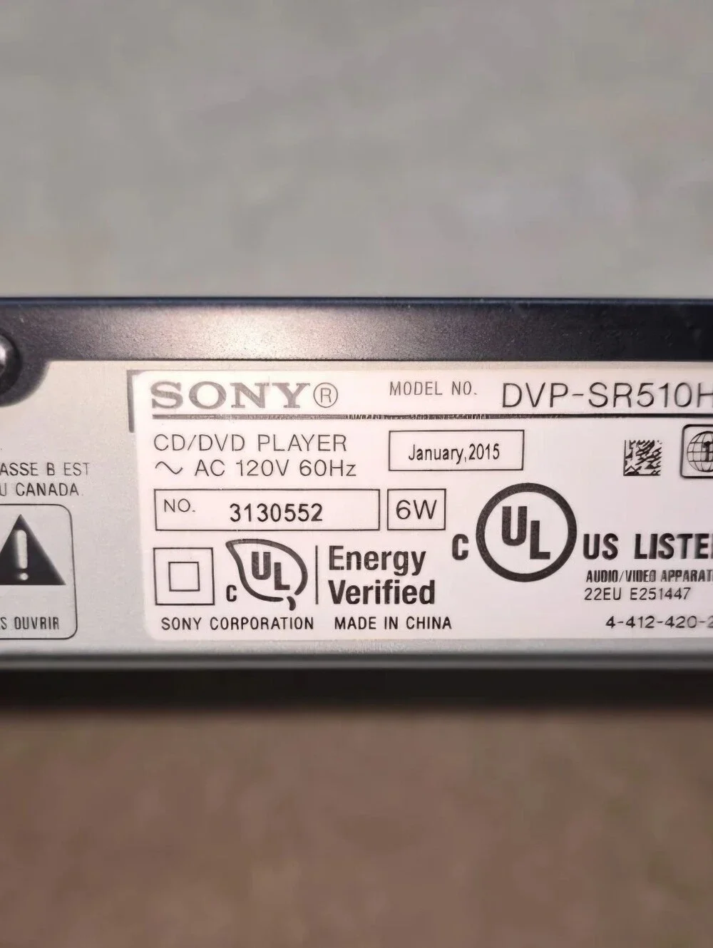 Sony DVP-SR510H HDMI DVD Player With Remote|Black|Preowned|Works